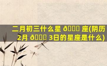二月初三什么星 🐎 座(阴历2月 🐕 3日的星座是什么)
